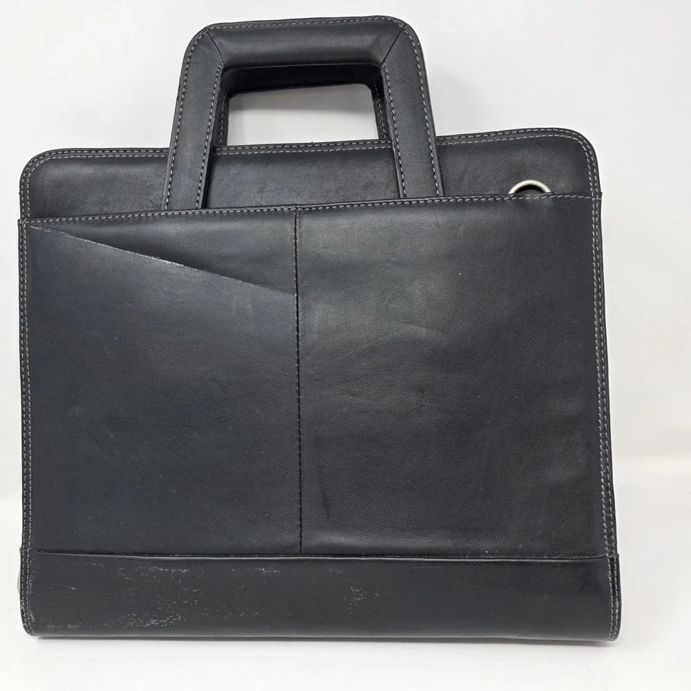 Wenger Victorinox Leather Briefcase Black Napa Profolio Laptop Organizer Bag
